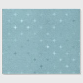 Elegant metallic blauw kerstster patroon cadeaupapier (Vlak)