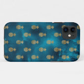 Elegant Metallic Blauwgroen Gold Pineapple Chic Case-Mate iPhone Case (Achterkant (horizontaal))