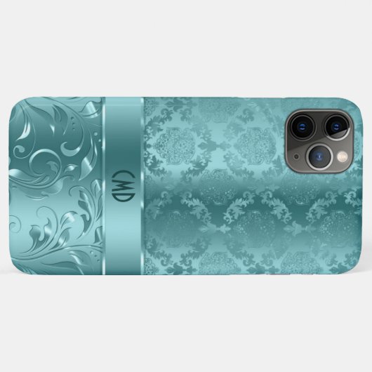 Elegant Metallic Blauwgroen-groene dampen & kant Case-Mate iPhone Case (Achterkant (horizontaal))