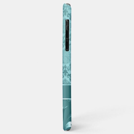 Elegant Metallic Blauwgroen-groene dampen & kant Case-Mate iPhone Case (Achterkant/links)