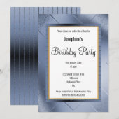 ELEGANT METALLIC BLUE GOLD PATROON BIRTHDAY 2 KAART (Voorkant / Achterkant)