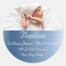 Elegant Metallic Blue Name Baby Boy Baptisme