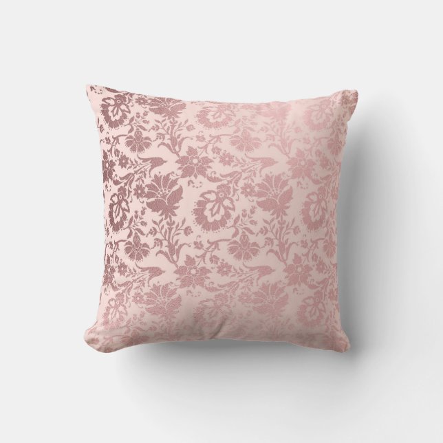 Elegant Metallic Blush Pink Decorative Floral Kussen (Voorkant)