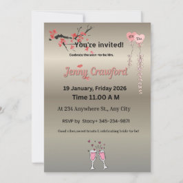 Elegant Metallic Bridal Shower Invitation | Cherry