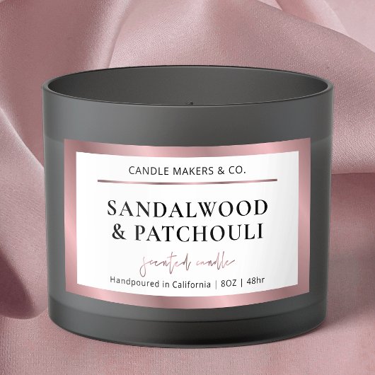 Elegant Metallic Brons Roos Gold Script Candle Rechthoekige Sticker