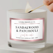 Elegant Metallic Brons Roos Gold Script Candle Rechthoekige Sticker