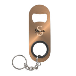 Elegant Metallic Bronze Gold Monogram Mannen Mini Flessenopener