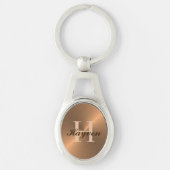 Elegant Metallic Bronze Masculine Monogram Naam Sleutelhanger (Voorkant)