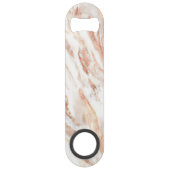 Elegant Metallic Copper Roos Gold Marble Monogram Speed Flessenopener (Achterkant)
