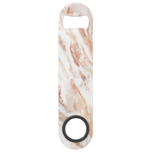 Elegant Metallic Copper Roos Gold Marble Monogram Speed Flessenopener (Achterkant)