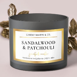 Elegant Metallic Faux Gold Script Font Candle Jar Rechthoekige Sticker