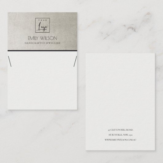 ELEGANT METALLIC FAUX SILVER LOGO DISPLAY VISITEKAARTJE (Voorkant / Achterkant)