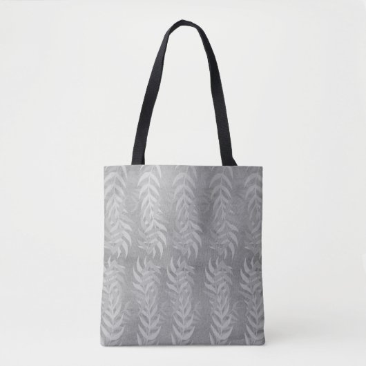 Elegant Metallic Gedempte Grijs Blad Patroon – Nat Tote Bag (Voorkant)