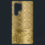 Elegant Metallic Gold Damkers & Lace Samsung Galaxy Hoesje<br><div class="desc">Elegante  gareldampen,   bloemmaskers en kant in metallische goudtonen. Aangepast monogram. Vraag om elke kleur die je wilt door me per e-mail te sturen.</div>
