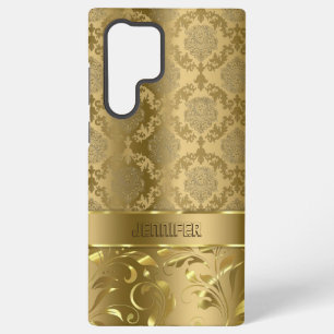 Elegant Metallic Gold Damkers & Lace Samsung Galaxy Hoesje