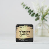 Elegant Metallic Gold en Lush Black Stylist Vierkante Visitekaartje (Staand voorkant)