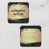 Elegant Metallic Gold en Lush Black Stylist Vierkante Visitekaartje (Voorkant / Achterkant)