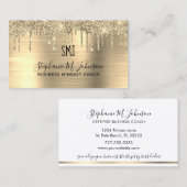 Elegant Metallic Gold Glitter Drip Monogram Logo Visitekaartje (Voorkant / Achterkant)