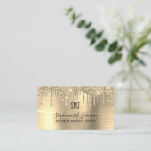 Elegant Metallic Gold Glitter Drip Monogram Logo Visitekaartje (Staand voorkant)