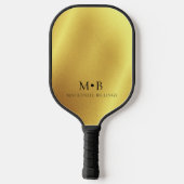 Elegant Metallic Gold Simple Monogram Naam Pickleball Paddle (Achterkant)