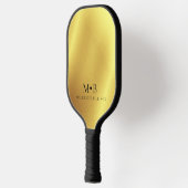 Elegant Metallic Gold Simple Monogram Naam Pickleball Paddle (Links)