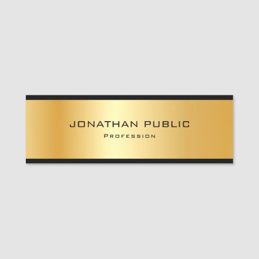 Elegant Metallic Gold Sjabloon Professional Naamplaatje (Voorkant)