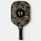 Elegant Metallic Gold Zebra Animal Print Monogram Pickleball Paddle (Voorkant)