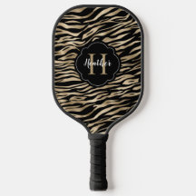 Elegant Metallic Gold Zebra Animal Print Monogram