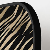 Elegant Metallic Gold Zebra Animal Print Monogram Pickleball Paddle (Links Detail)