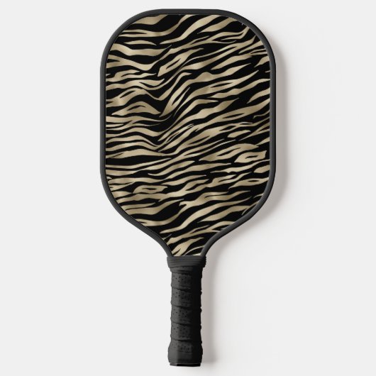 Elegant Metallic Gold Zebra Animal Print Monogram Pickleball Paddle (Achterkant)
