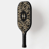 Elegant Metallic Gold Zebra Animal Print Monogram Pickleball Paddle (Links)