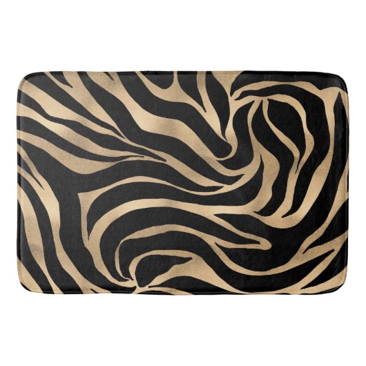 Elegant Metallic Gold Zebra Black Animal Print Badmat (Voorkant)