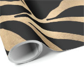 Elegant Metallic Gold Zebra Black Animal Print Cadeaupapier (Rol Hoek)