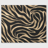 Elegant Metallic Gold Zebra Black Animal Print Cadeaupapier (Vlak)
