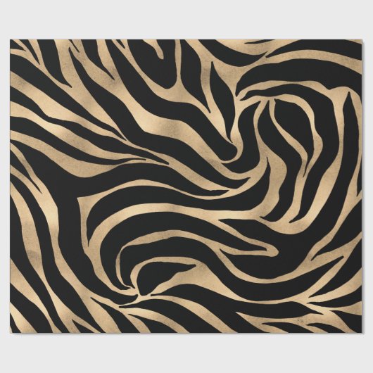Elegant Metallic Gold Zebra Black Animal Print Cadeaupapier (Vlak)