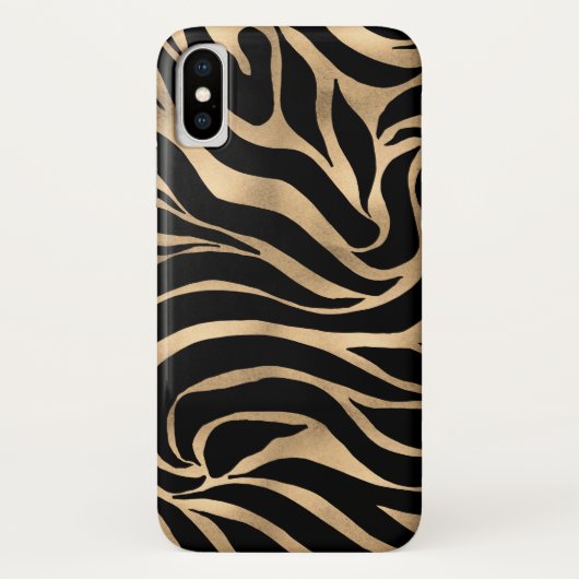 Elegant Metallic Gold Zebra Black Animal Print Case-Mate iPhone Case (Achterkant)