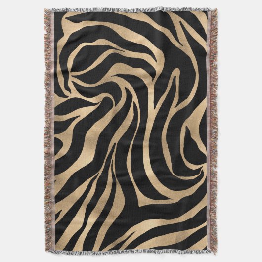 Elegant Metallic Gold Zebra Black Animal Print Deken (Voorkant Verticaal)
