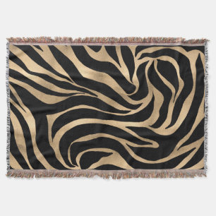 Elegant Metallic Gold Zebra Black Animal Print Deken