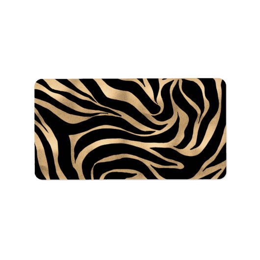 Elegant Metallic Gold Zebra Black Animal Print Etiket (Voorkant)
