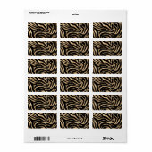 Elegant Metallic Gold Zebra Black Animal Print Etiket (Full Sheet)