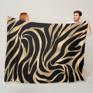 Elegant Metallic Gold Zebra Black Animal Print Fleece Deken