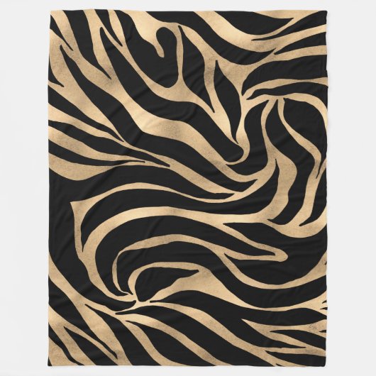 Elegant Metallic Gold Zebra Black Animal Print Fleece Deken (Voorkant)