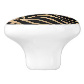 Elegant Metallic Gold Zebra Black Animal Print Keramische Knop (Zijkant)