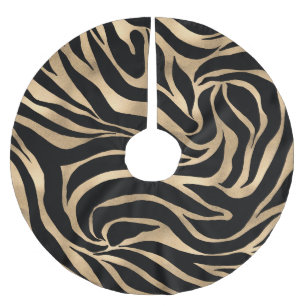 Elegant Metallic Gold Zebra Black Animal Print Kerstboom Rok