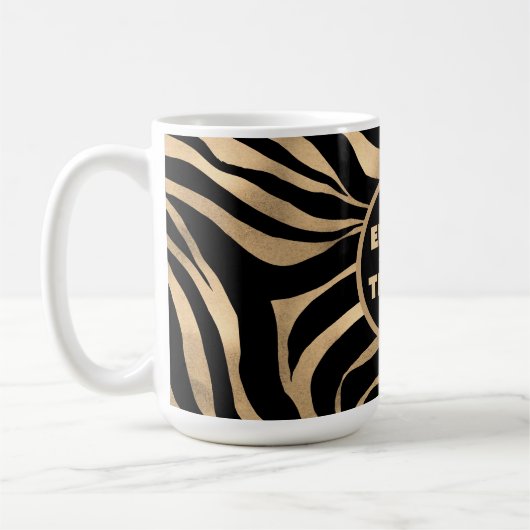 Elegant Metallic Gold Zebra Black Animal Print Koffiemok (Links)