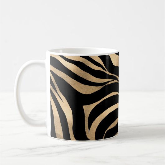 Elegant Metallic Gold Zebra Black Animal Print Koffiemok (Links)
