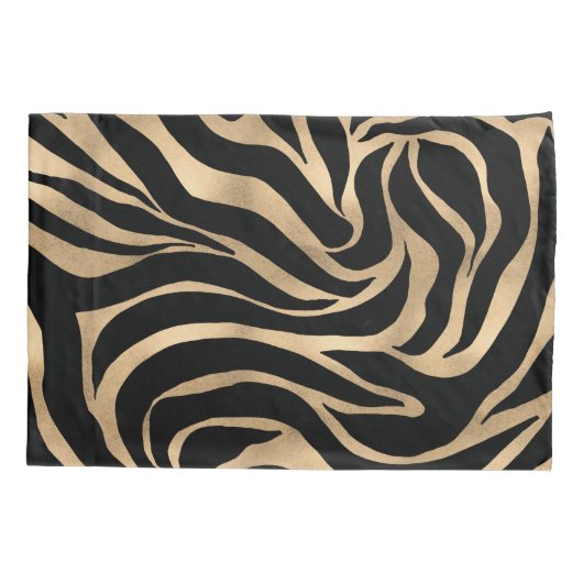 Elegant Metallic Gold Zebra Black Animal Print Kussensloop (Achterkant-Links)
