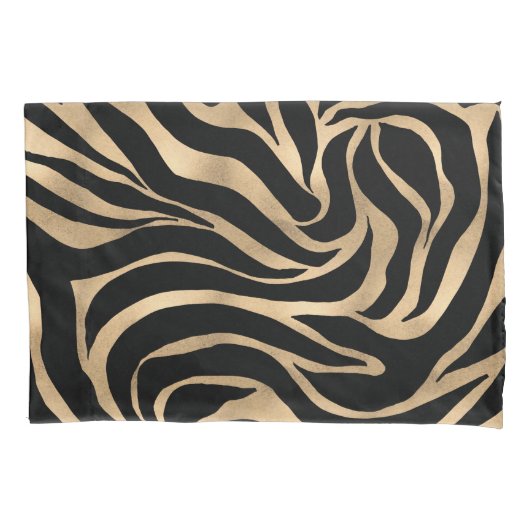 Elegant Metallic Gold Zebra Black Animal Print Kussensloop (Voorkant-Links)
