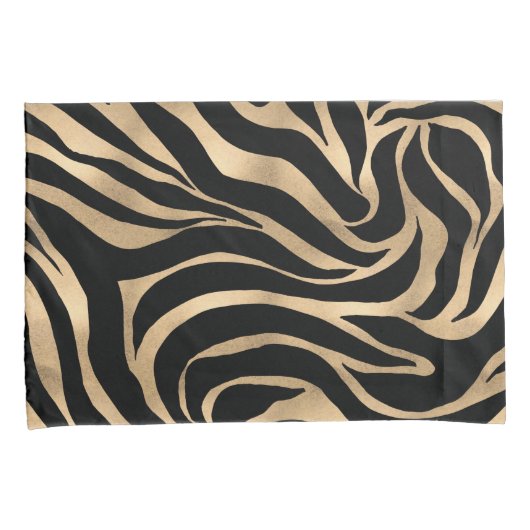 Elegant Metallic Gold Zebra Black Animal Print Kussensloop (Voorkant-Rechts)