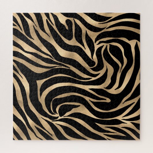 Elegant Metallic Gold Zebra Black Animal Print Legpuzzel (Verticaal)